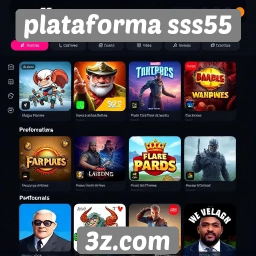 Interface do usuário da plataforma sss55